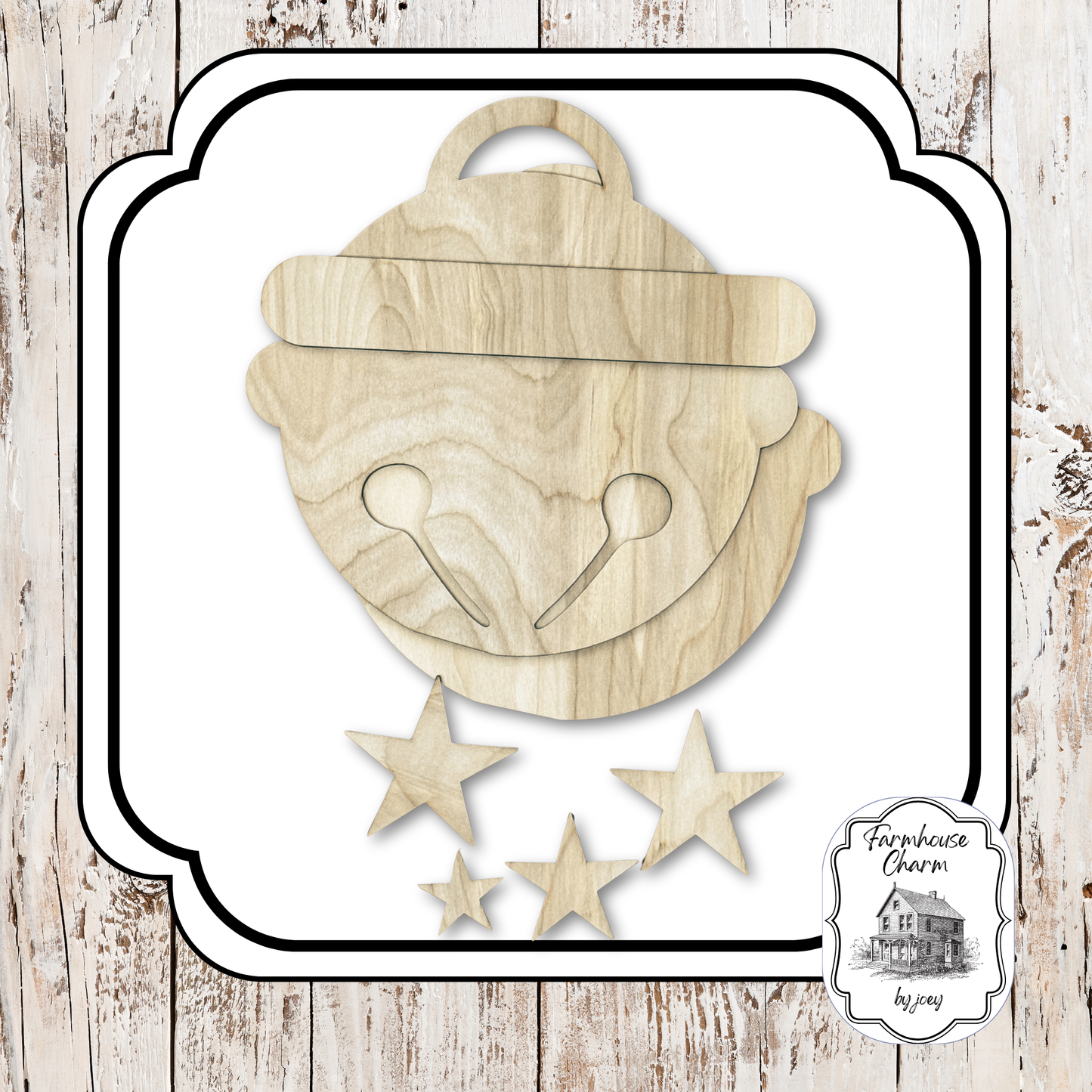 Jingle Bell Wall Décor / Door Hanger DIY Wood Kit – Available in 10.5” & 15” | Laser Cut Birch