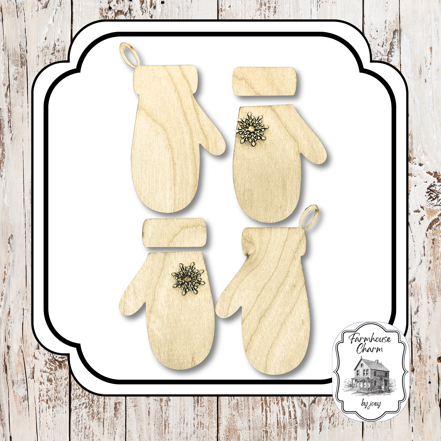 Mitten Ornaments (Set of 2) | Double-Layer 1/4" Birch | 5" x 3.25" DIY Wood Kit