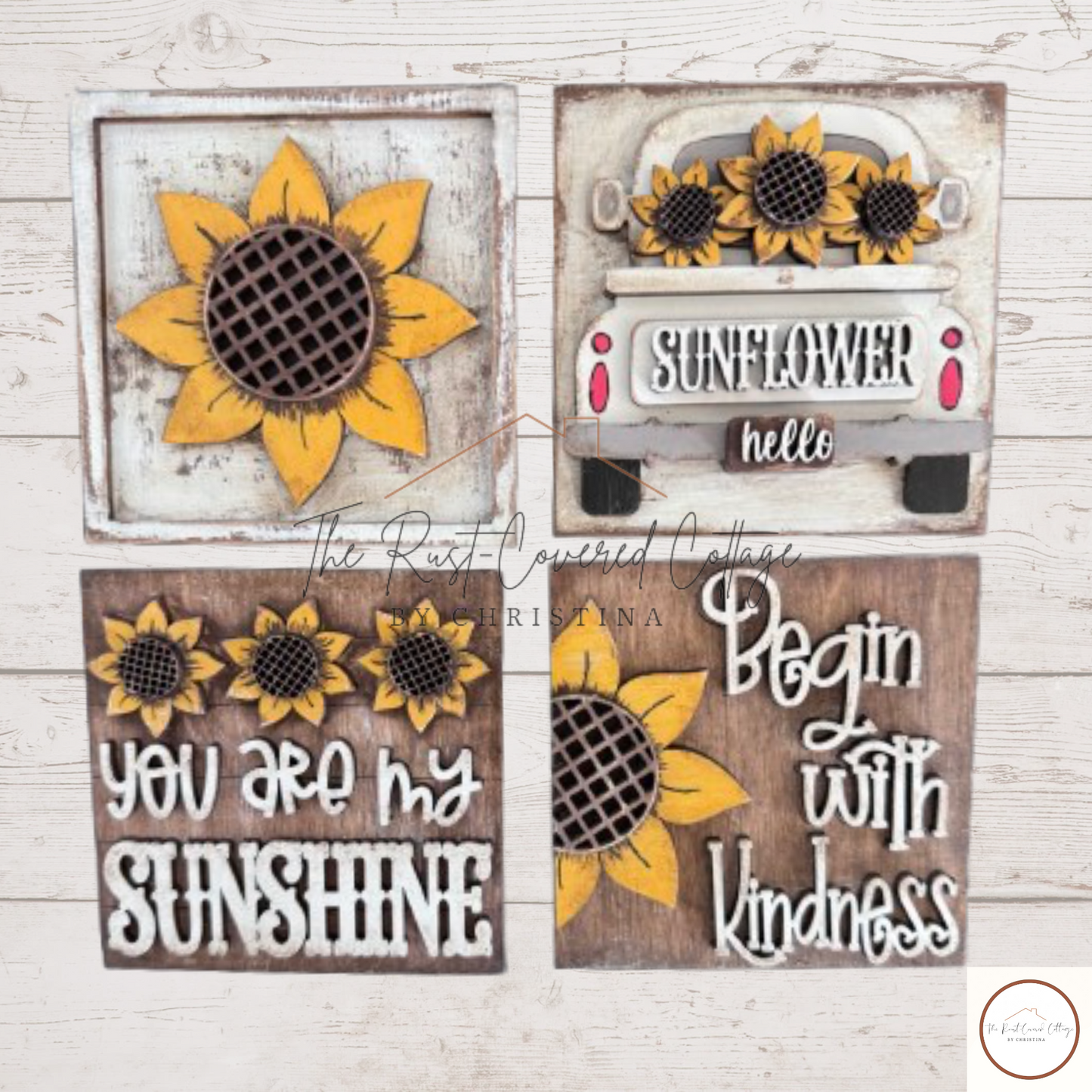 Sunflower Mini Sign Set | Begin with Kindness | DIY Fall Wood Kit