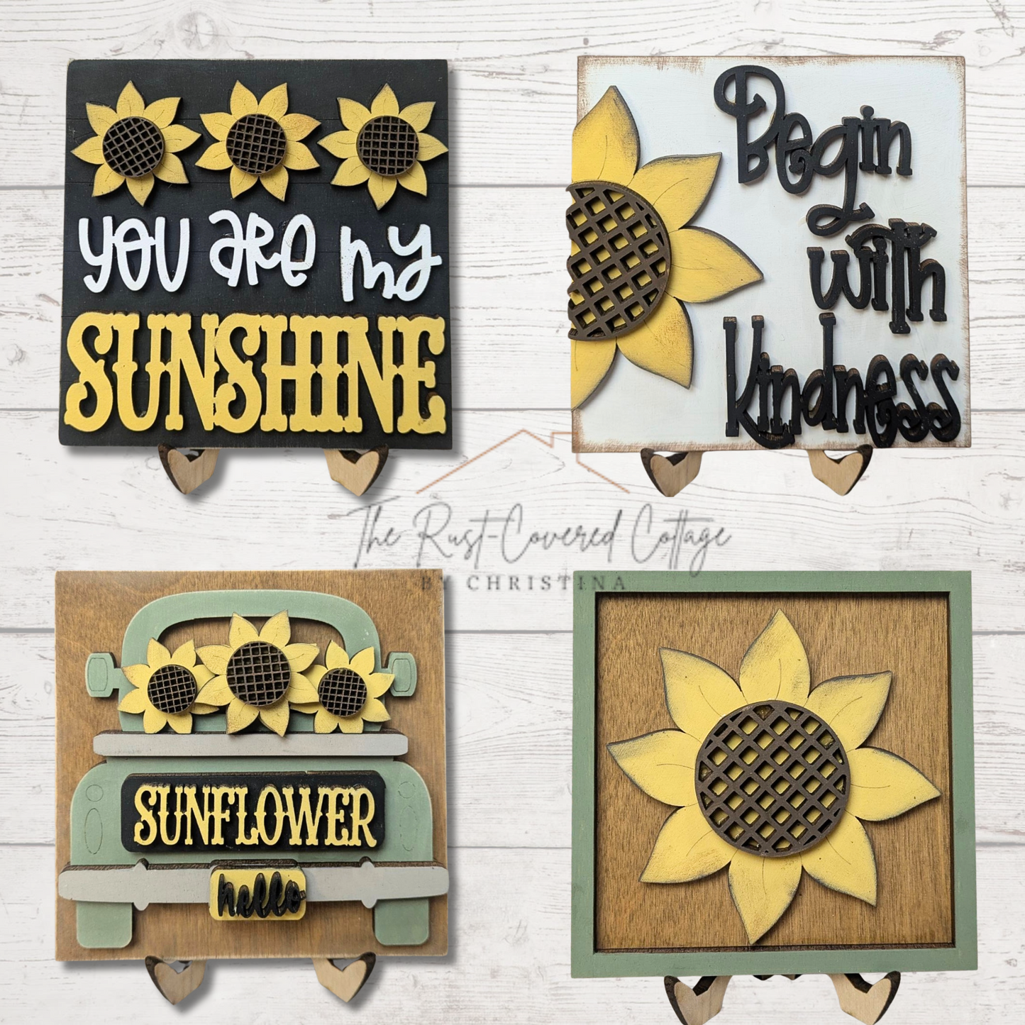 Sunflower Mini Sign Set | Begin with Kindness | DIY Fall Wood Kit