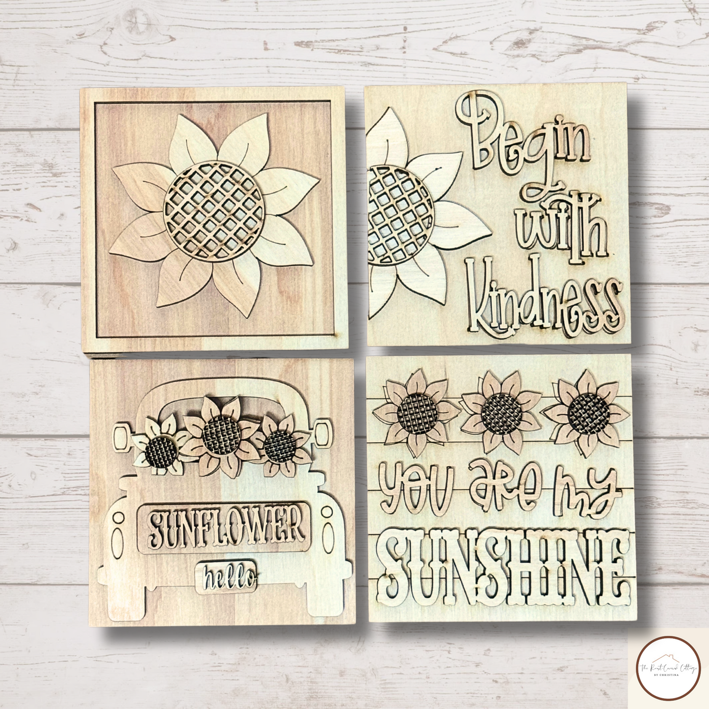 Sunflower Mini Sign Set | Begin with Kindness | DIY Fall Wood Kit