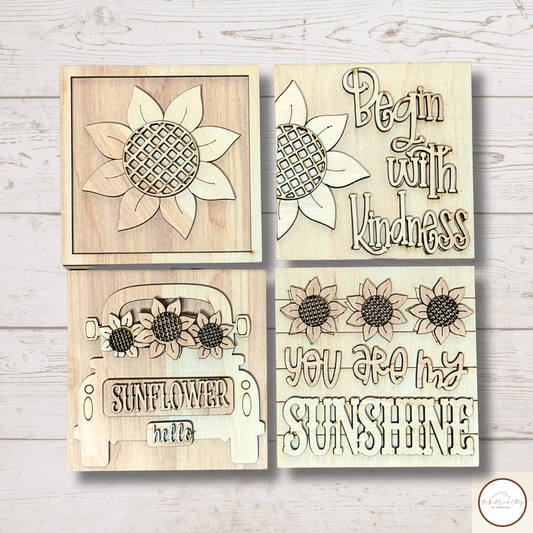 Sunflower Mini Sign Set | Begin with Kindness | DIY Fall Wood Kit