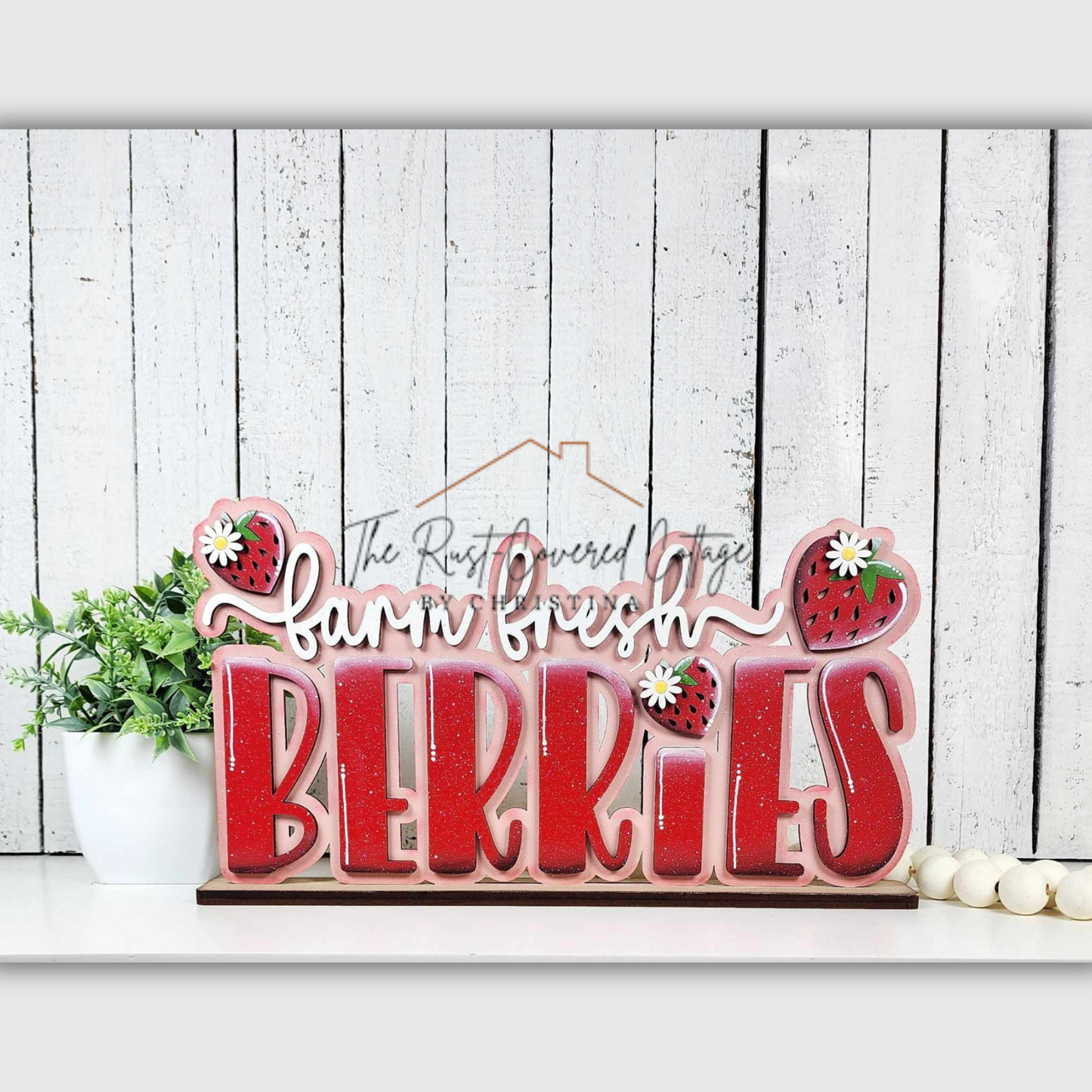 Farm Fresh Berries Word Art | Laser Cut DIY Wood Kit