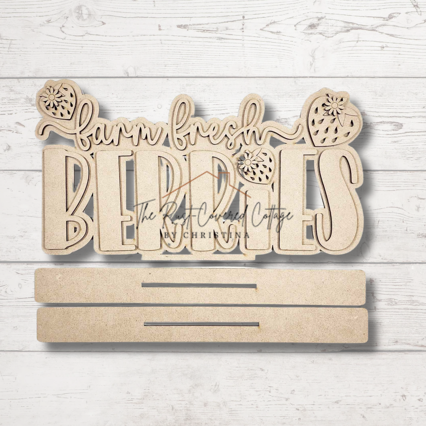 Farm Fresh Berries Word Art | Laser Cut DIY Wood Kit