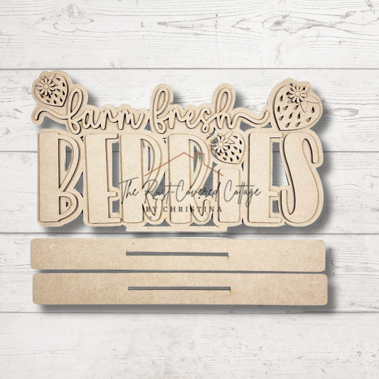 Farm Fresh Berries Word Art | Laser Cut DIY Wood Kit