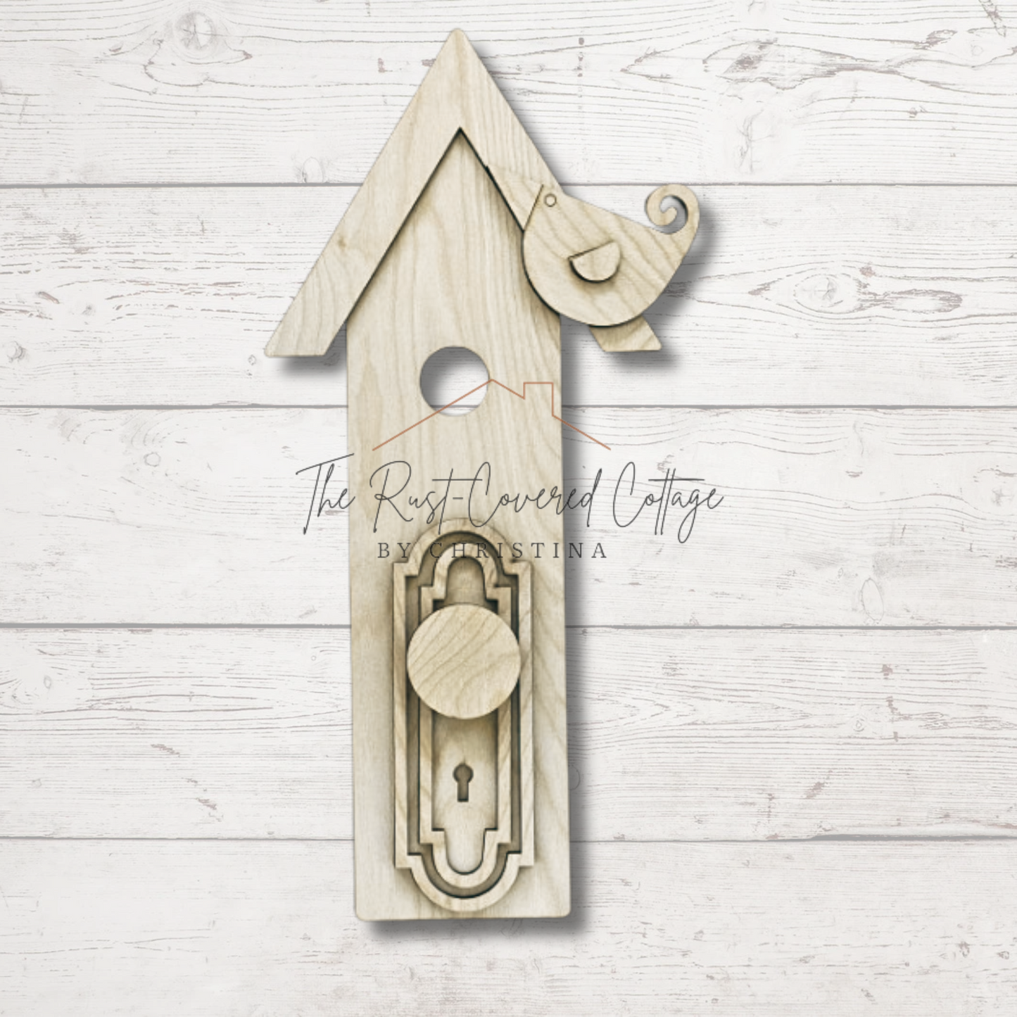 Birdhouse with Doorknob | 16” Laser Cut Wood Kit