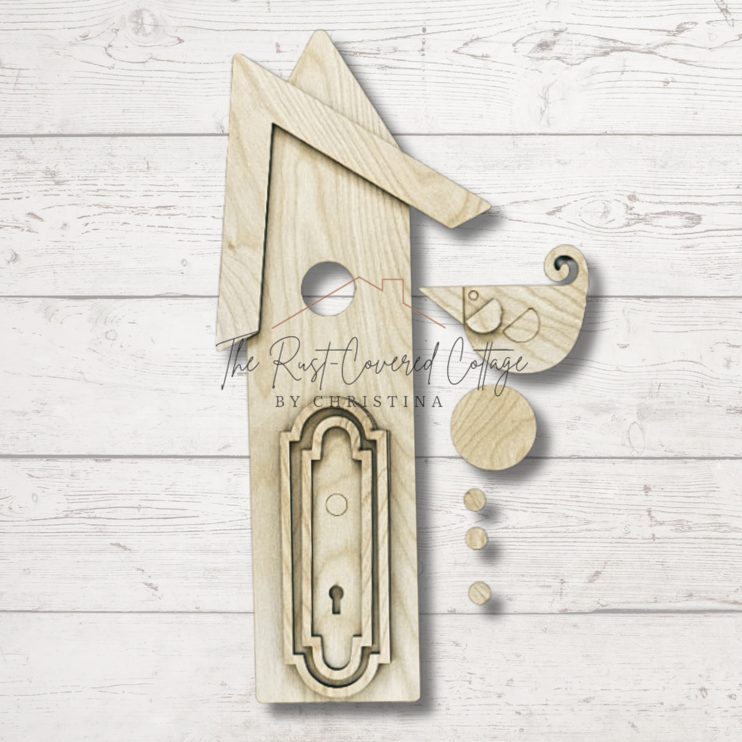 Birdhouse with Doorknob | 16” Laser Cut Wood Kit