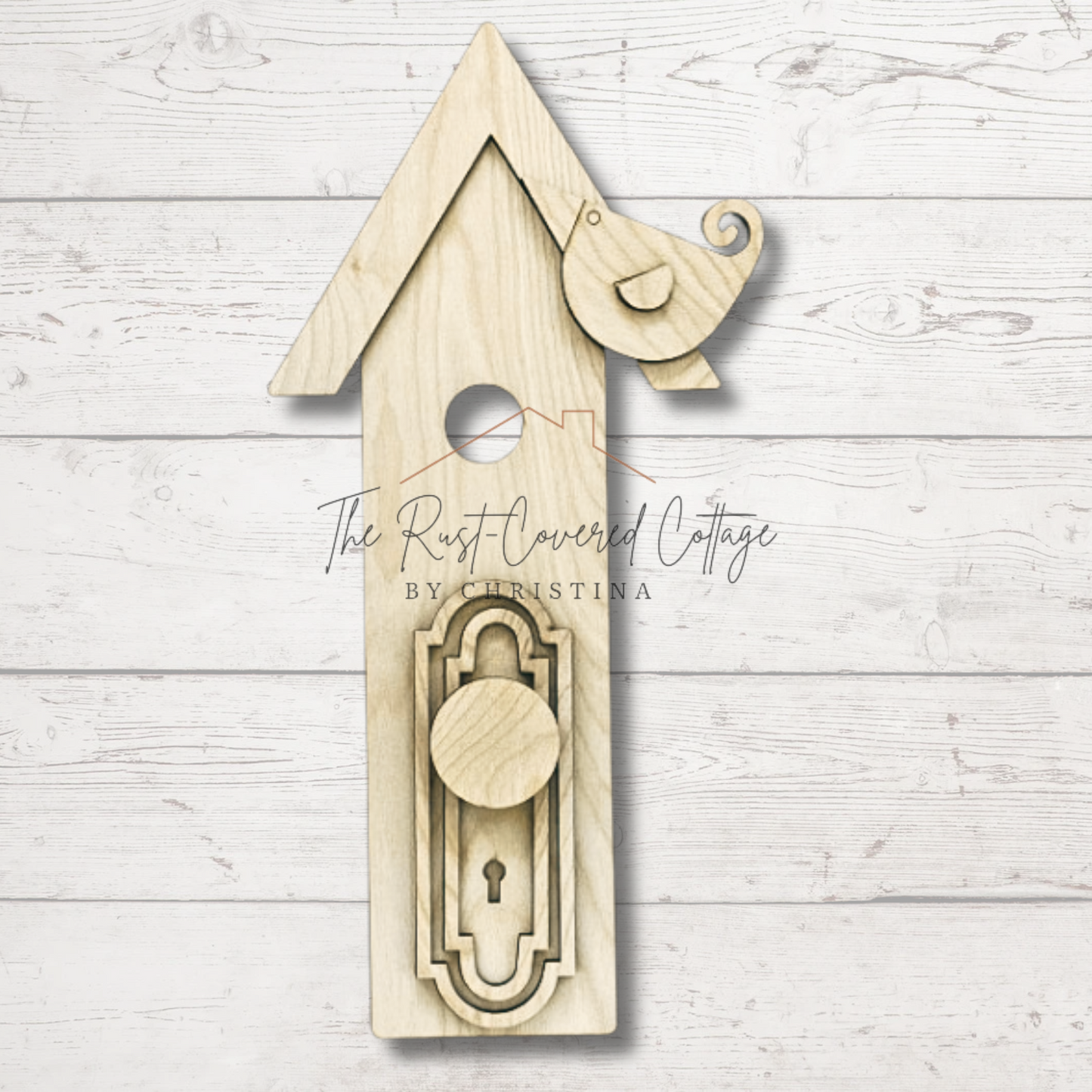 Birdhouse with Doorknob | 16” Laser Cut Wood Kit