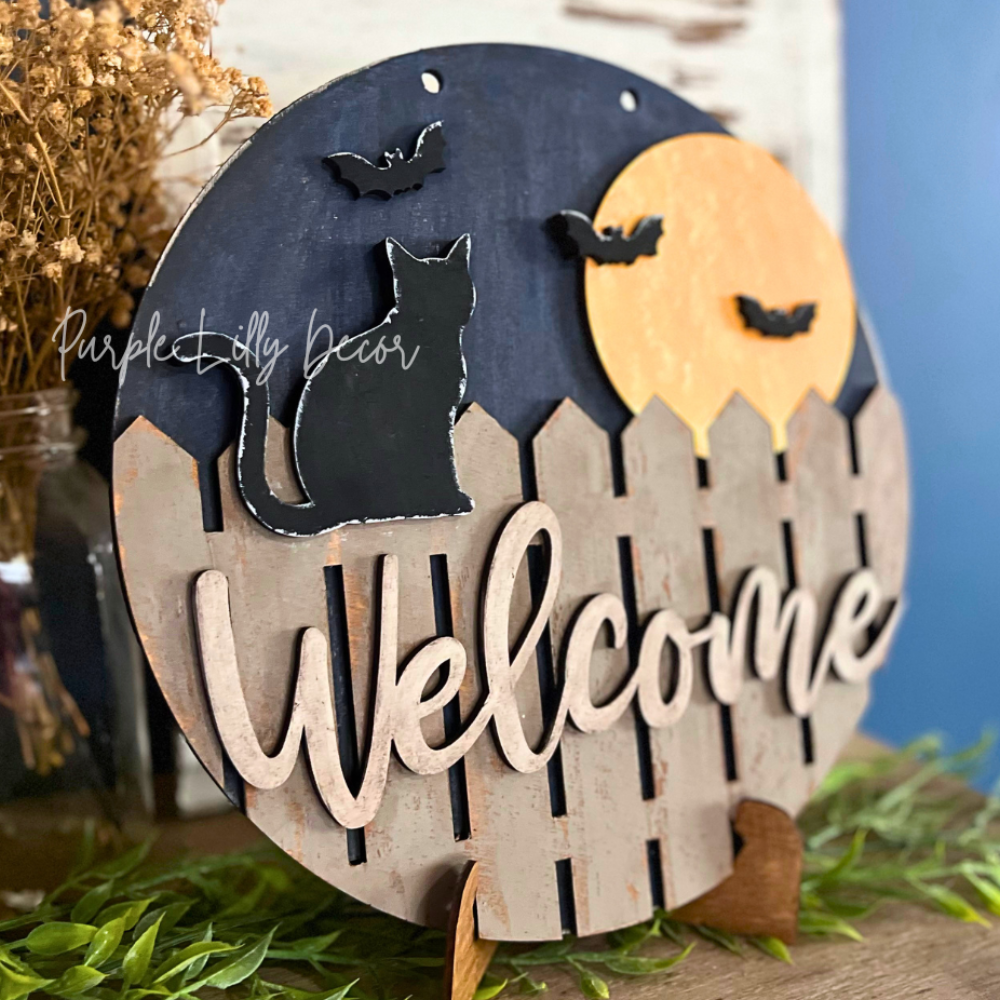 Black Cat Welcome Sign