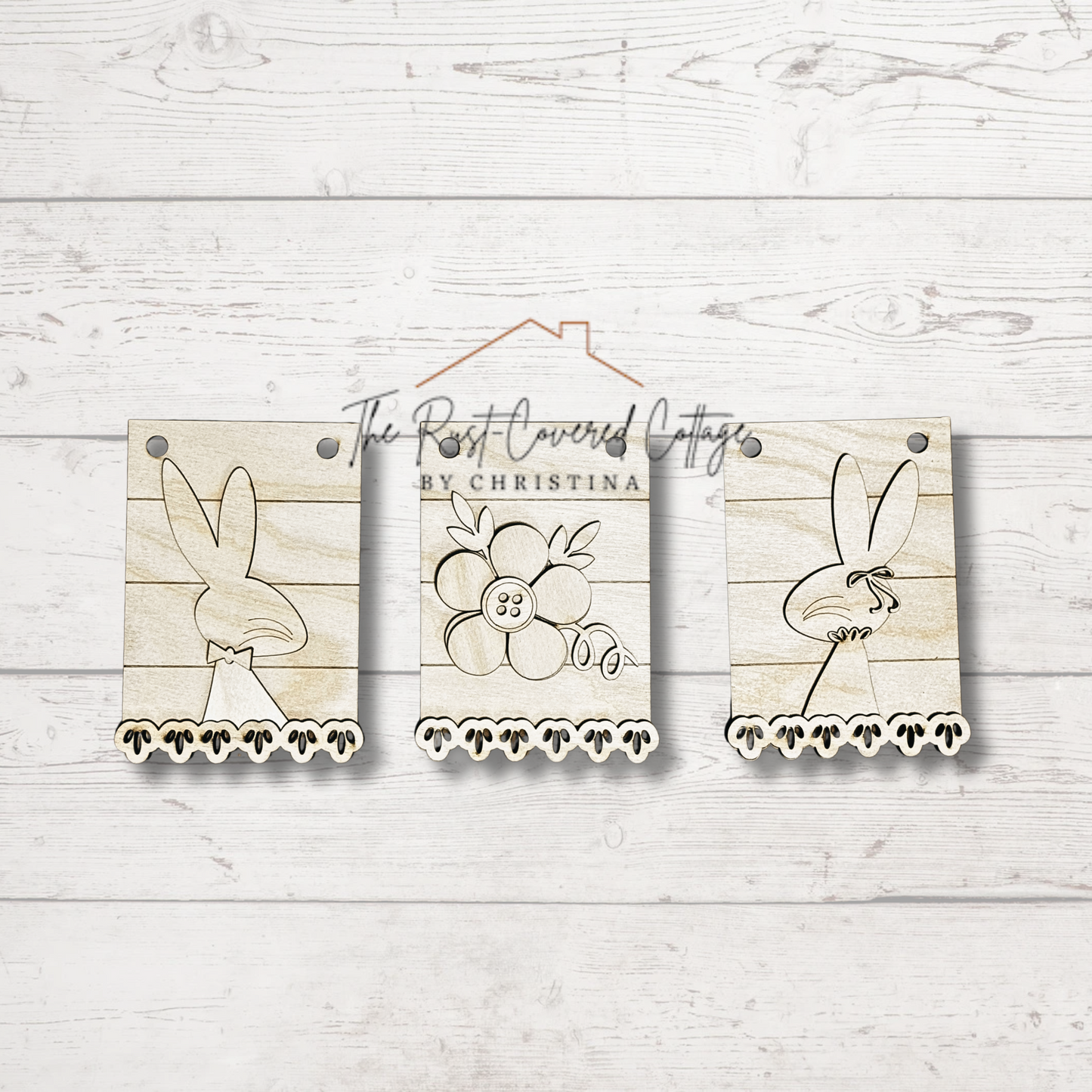 Bunny Couple & Spring Blooms Banner | Interchangeable Sign Banner