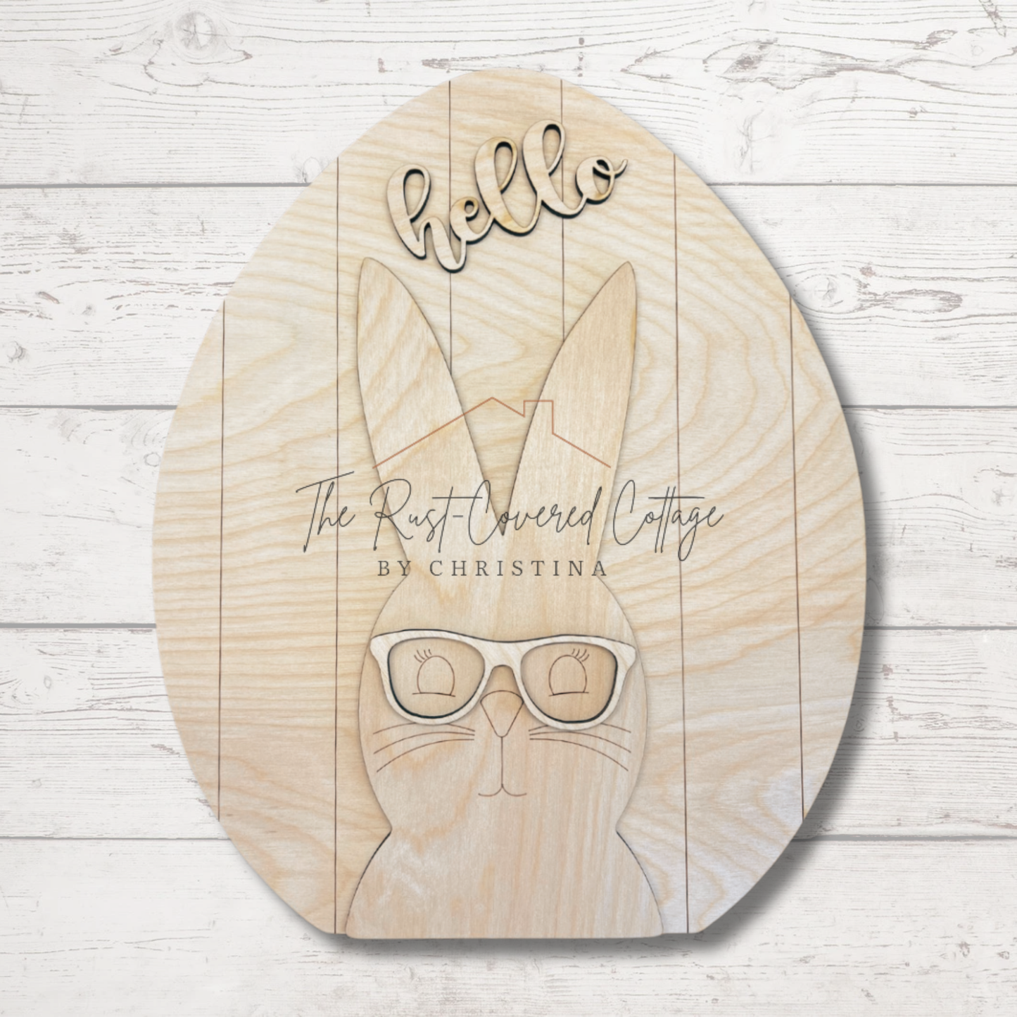 Bunny with Specs Sign / Door Hanger DIY Wood Kit
