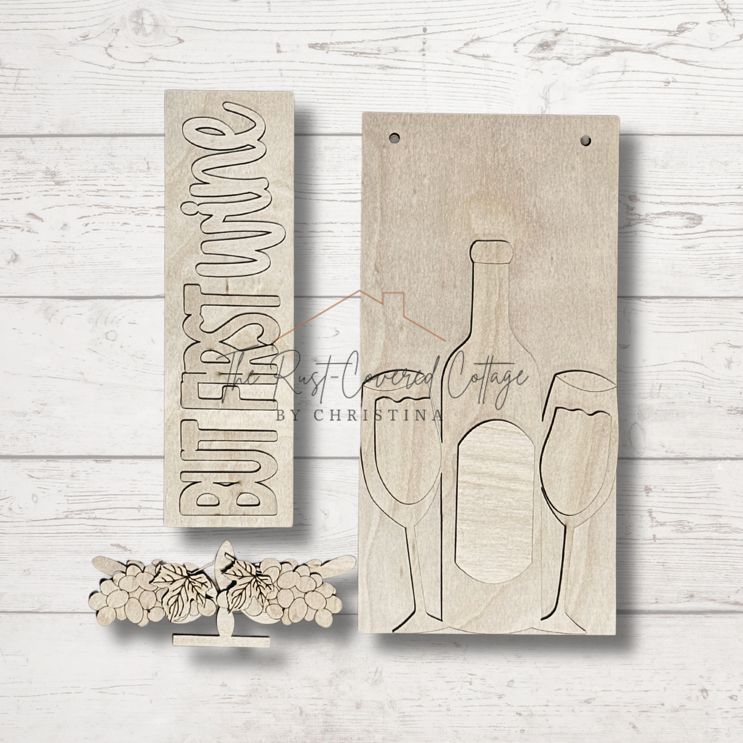 But First Wine Interchangeable Sign - Unfinished DIY Wood Kit
