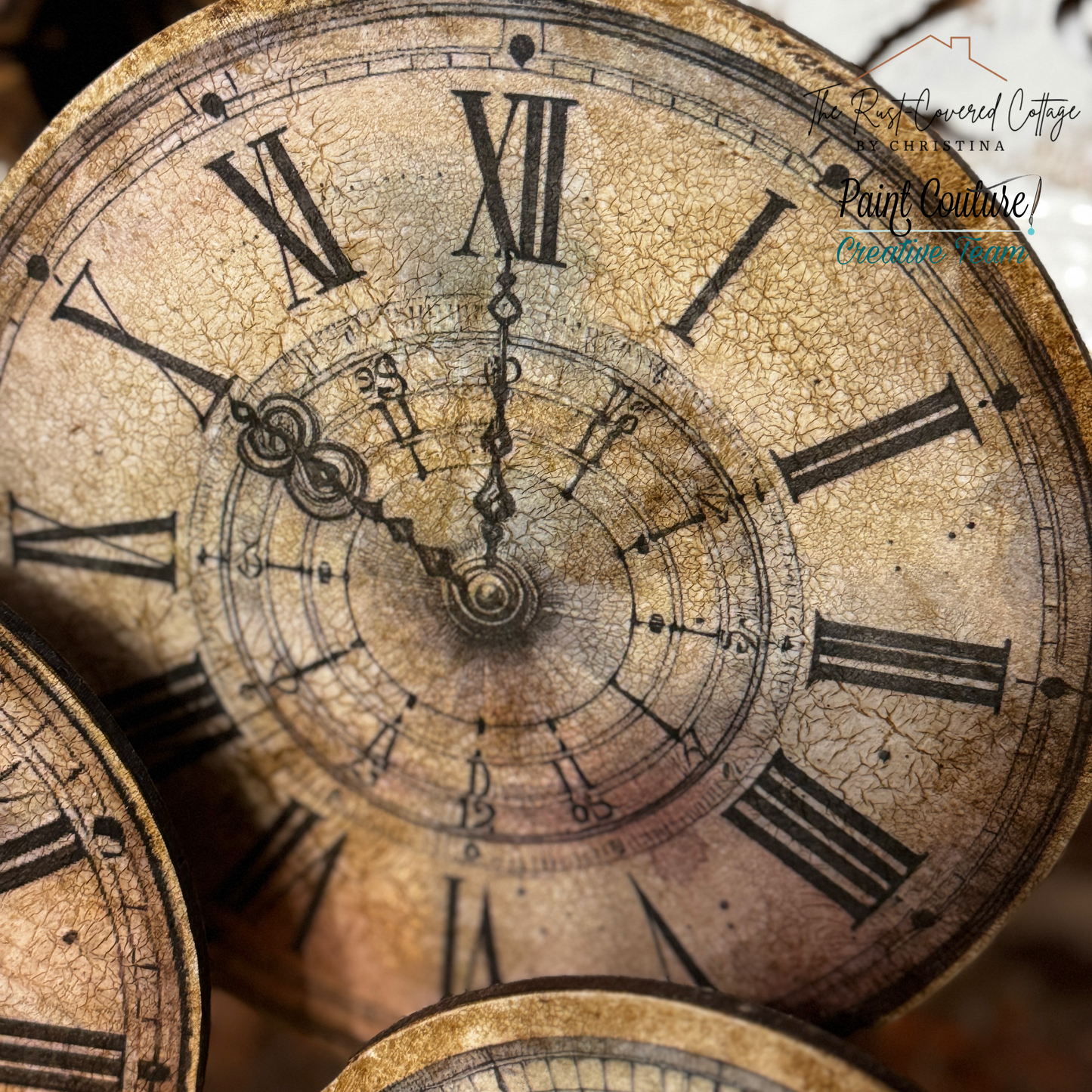 Vintage Clock Face Trio with Stands – Digital Download Included