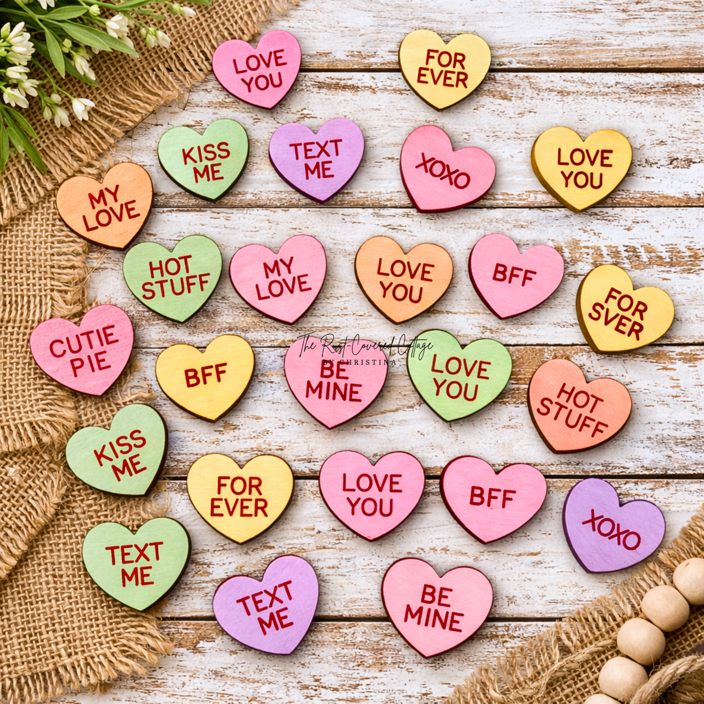 Conversation Hearts – Engraved DIY Wood Kit – Set of 25