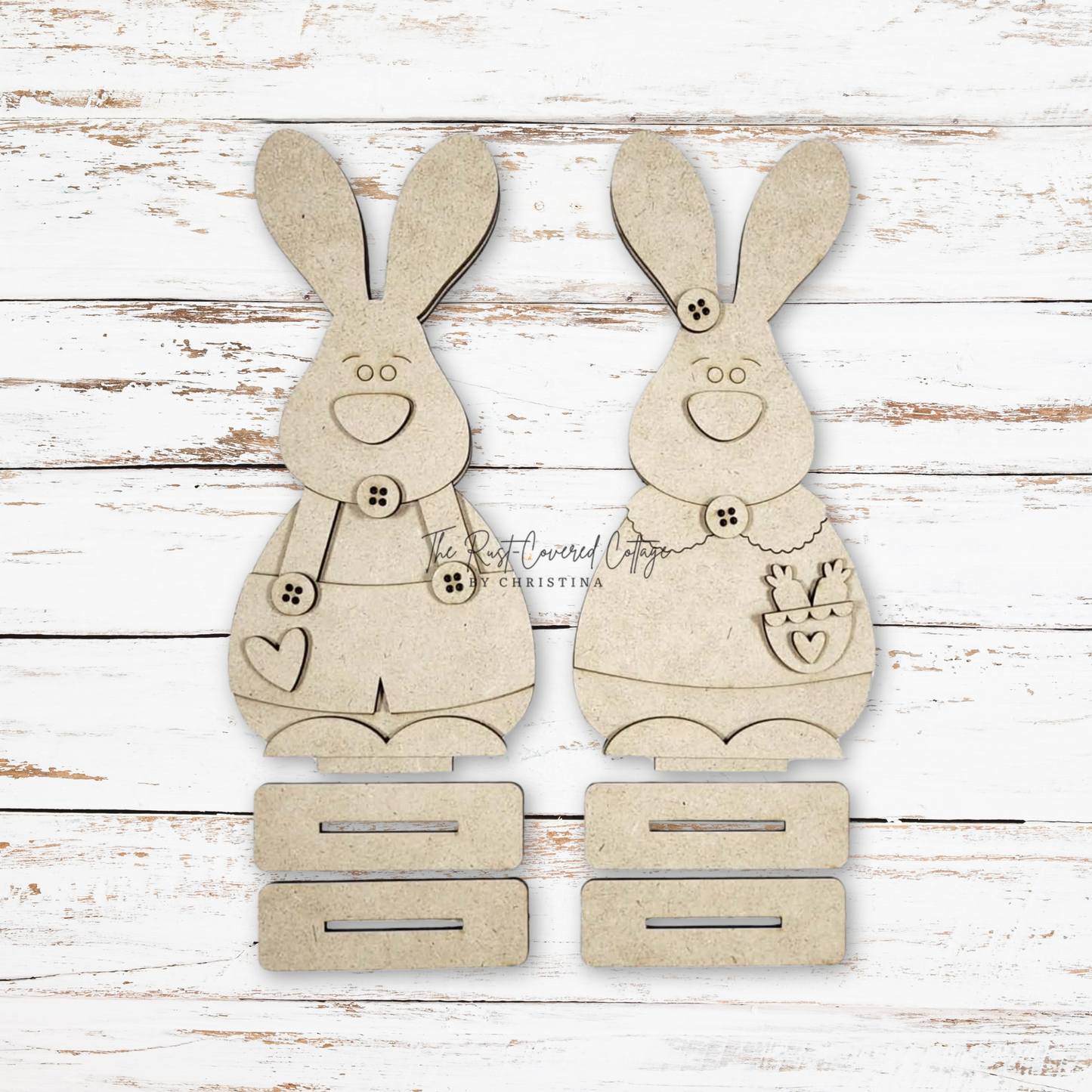 Country Bunny Pair Shelf Sitters Wood Kit