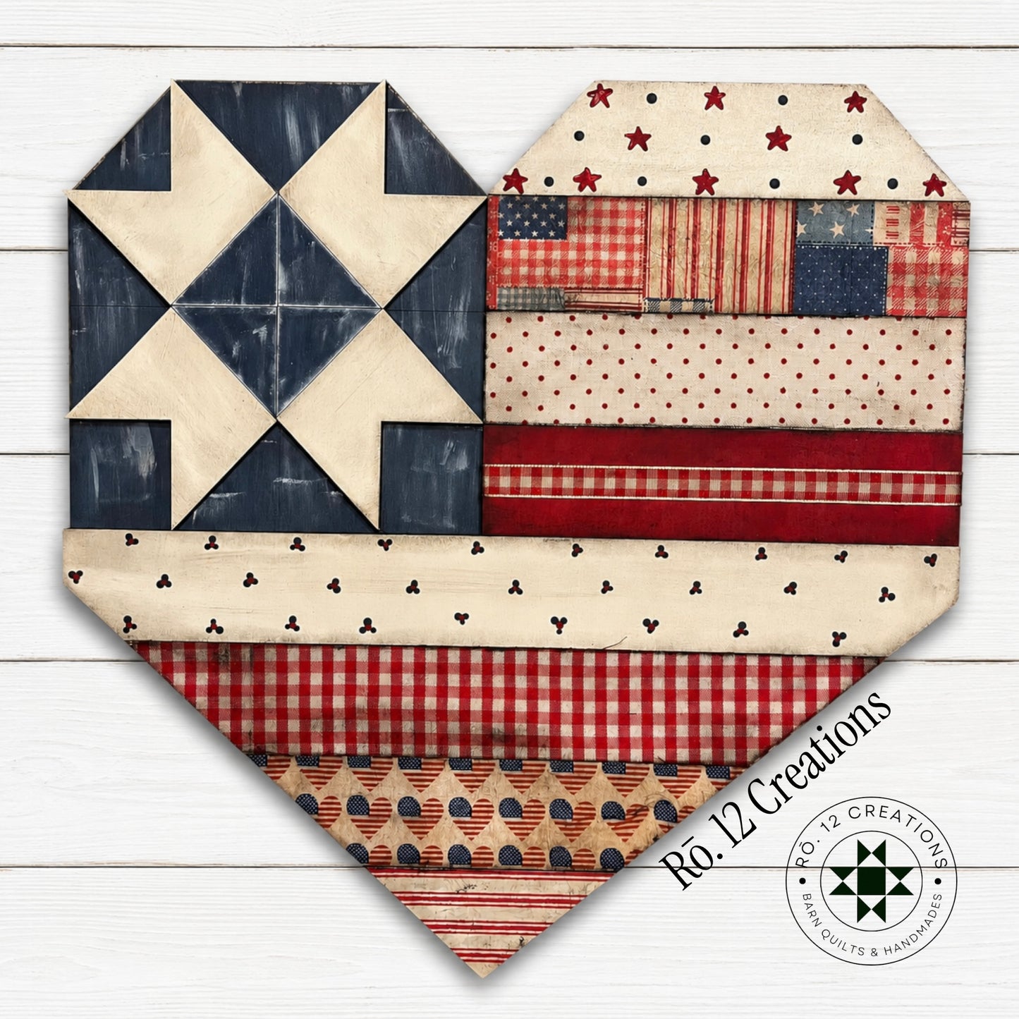 Americana Heart Quilt Block- Barn Quilt DIY Wood Kit