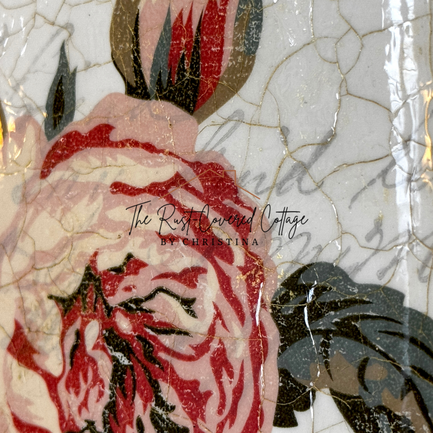 Floral Ceramic Decor Plate – Finished with IOD Transfer & Crackle