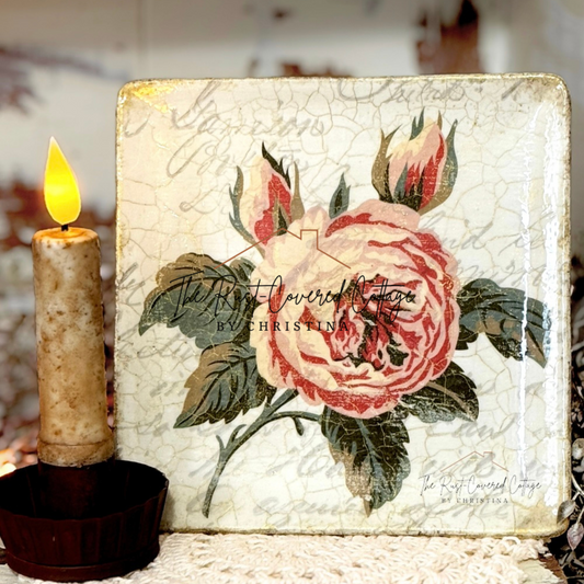 Floral Ceramic Decor Plate – Finished with IOD Transfer & Crackle