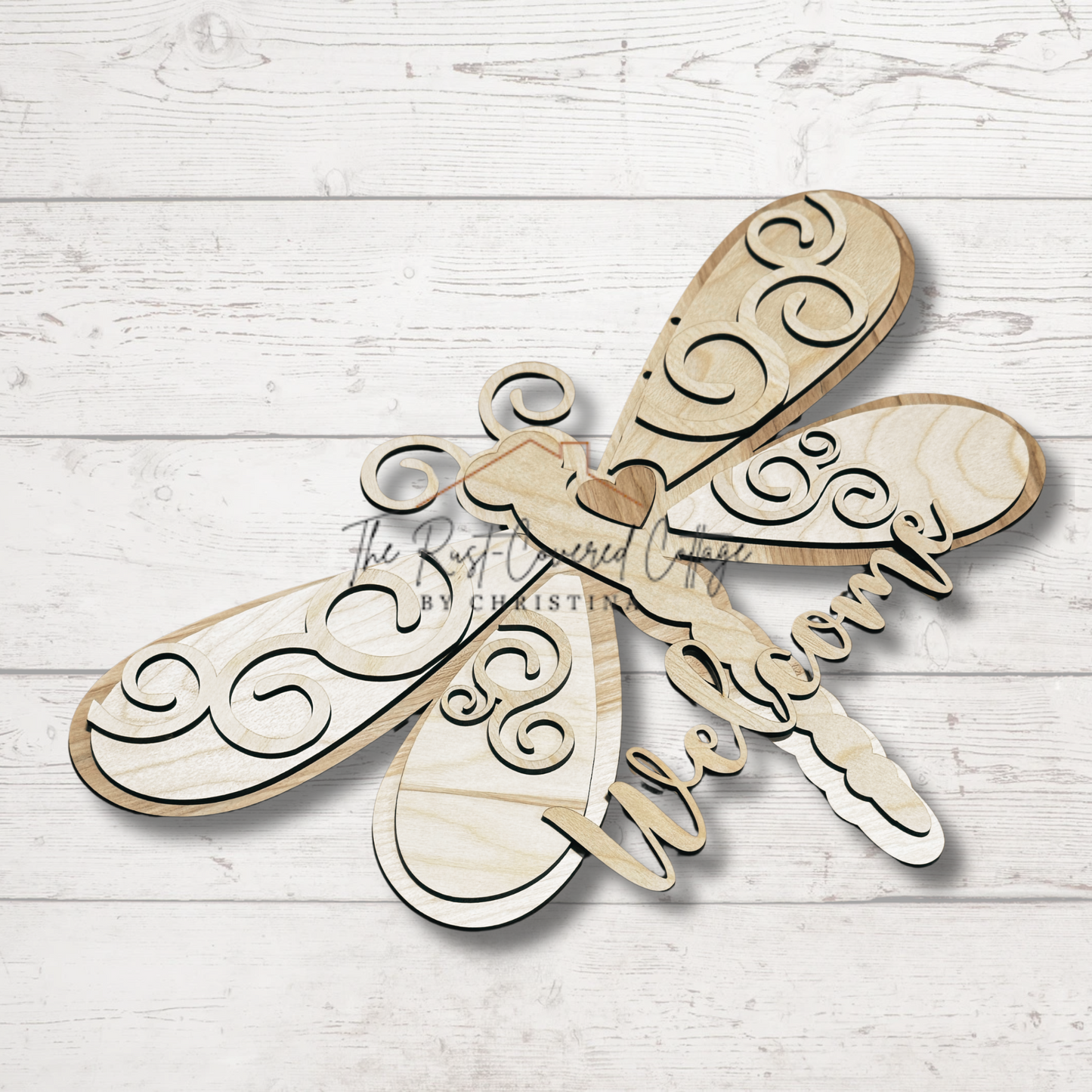 Dragonfly Welcome Door Hanger | DIY Wood Kit | Laser Cut 1/4" Birch