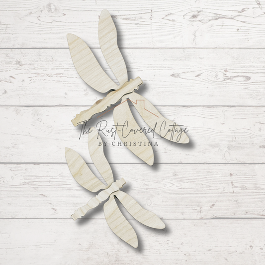 Layered Dragonfly Wood Cutout Set – Laser Cut DIY Craft Blanks