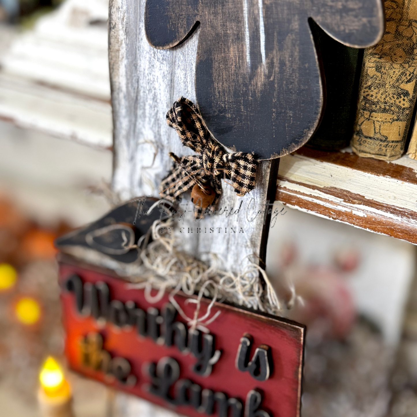 Primitive Sheep with "Worthy is the Lamb" Wooden Sign – Unfinished DIY Kit