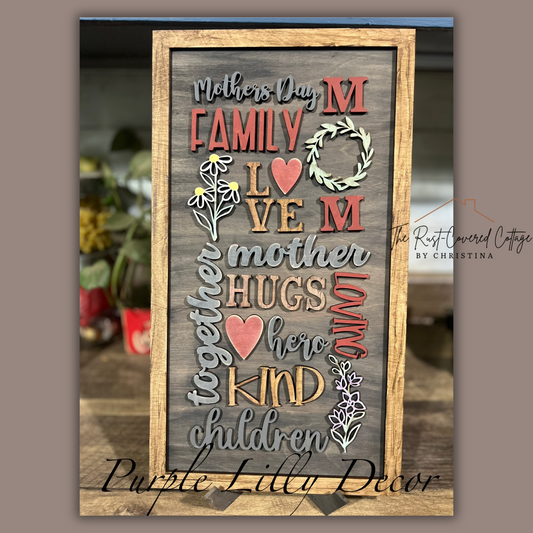 Mother’s Day Word Collage Wood Cutout – Laser Cut 1/4" Birch