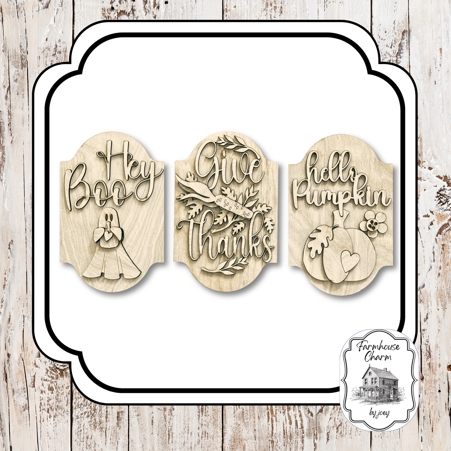 Fall Easel Insert Set – Hey Boo, Give Thanks & Hello Pumpkin | Interchangeable Easel Signs