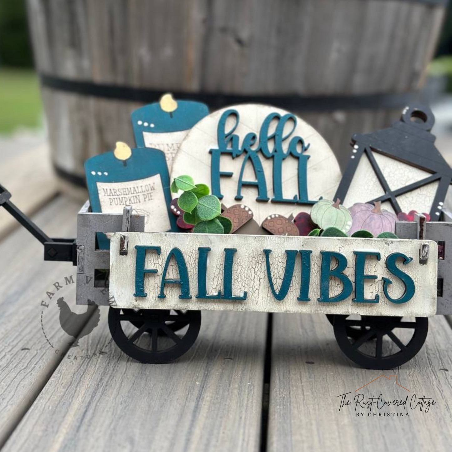 Fall Vibes Wagon Kit | Unfinished Laser Cut Fall Decor for Interchangeable Wagon
