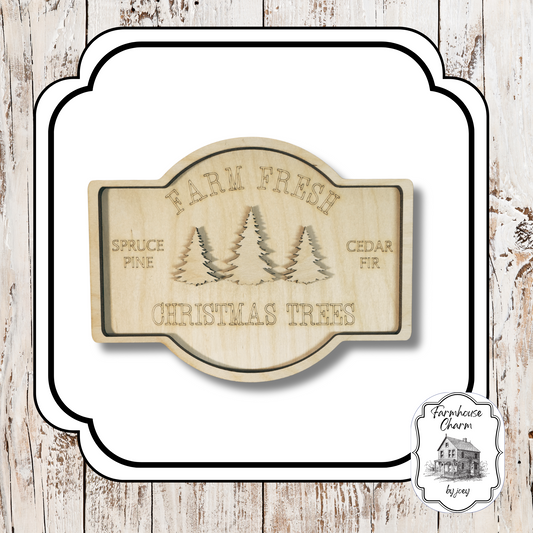 Farm Fresh Christmas Trees Sign –9" x 12" or 5" x 7" | DIY Wood Kit