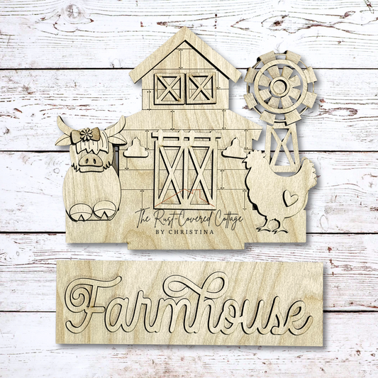 Farmhouse Insert | Interchangeable Window Box Sign | DIY Barn Wood Kit