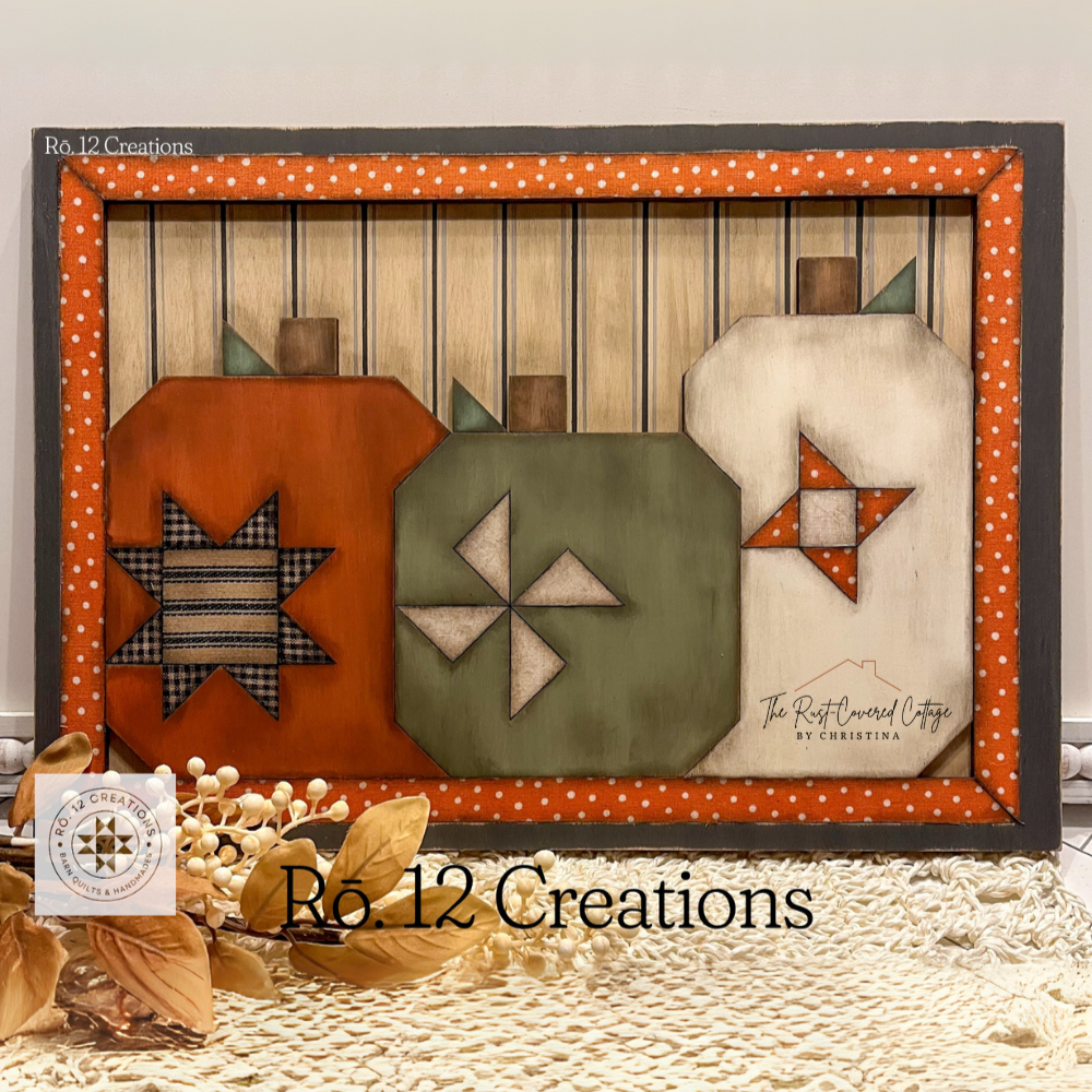 Pumpkin Trio Quilt Block – Laser Cut Wood Kit, 10.5" x 15" | 1/4" Birch