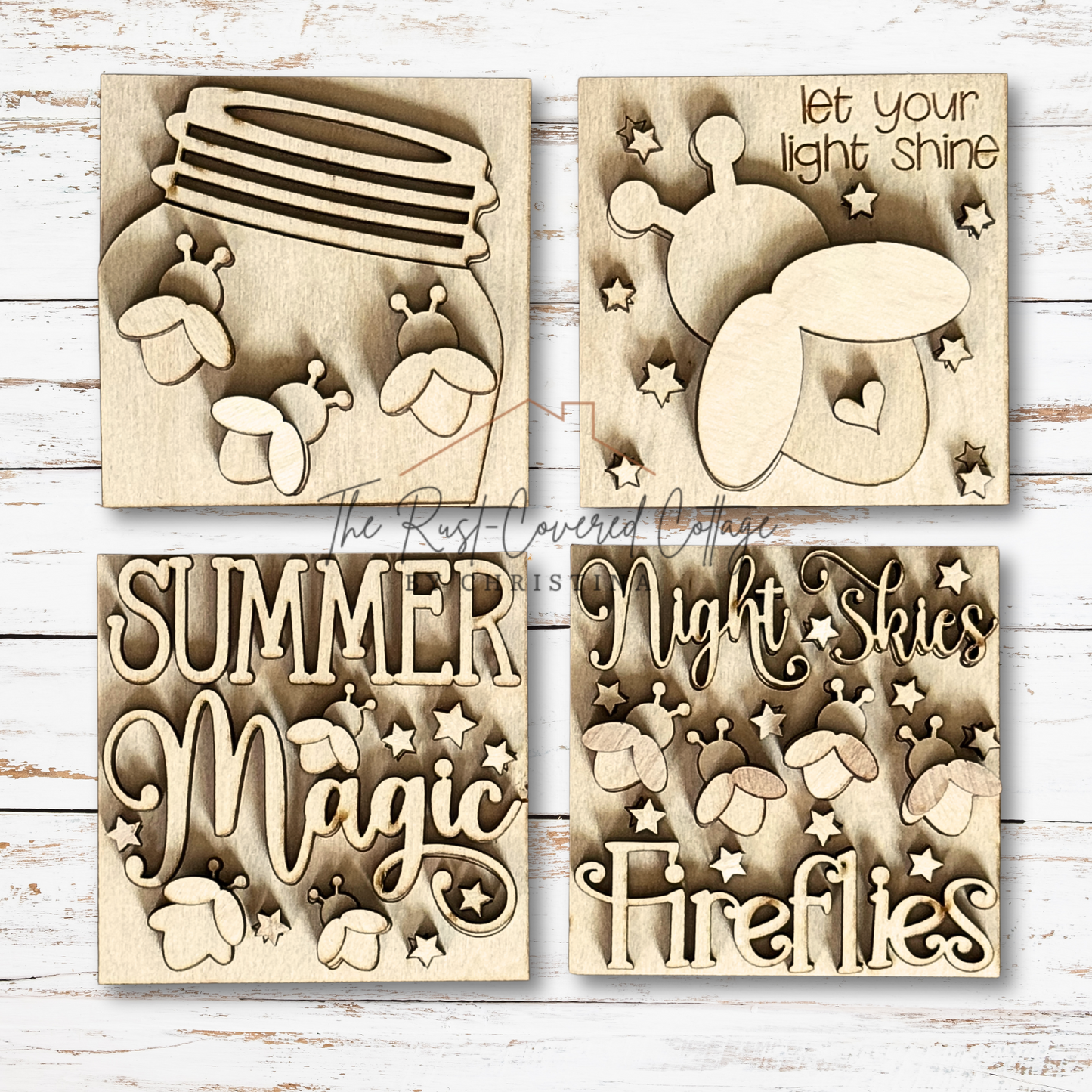 Fireflies Minis | Summer Magic Interchangeable Wood Signs | DIY 4.25" Birch Craft Kit