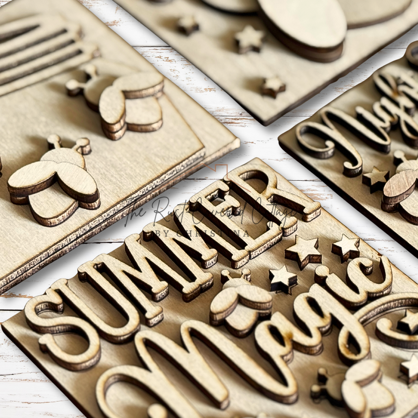 Fireflies Minis | Summer Magic Interchangeable Wood Signs | DIY 4.25" Birch Craft Kit