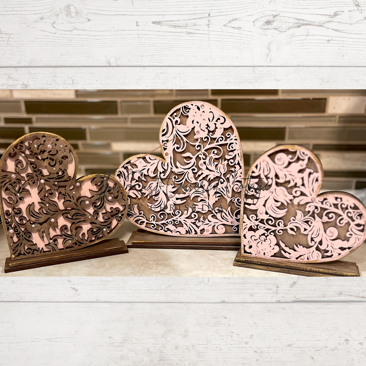 Flourish Hearts DIY Wood Kit | Set of 3 – 6”, 5.25”, 4.75”, Laser Cut Birch"