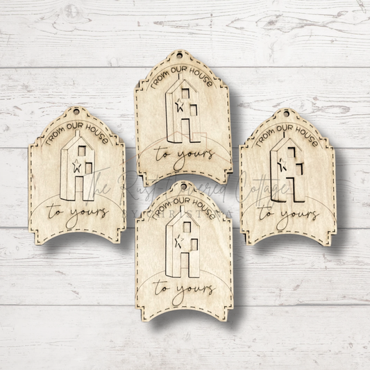 From Our House to Yours" Christmas Gift Tags – Set of 4 Laser Cut Wood Tags