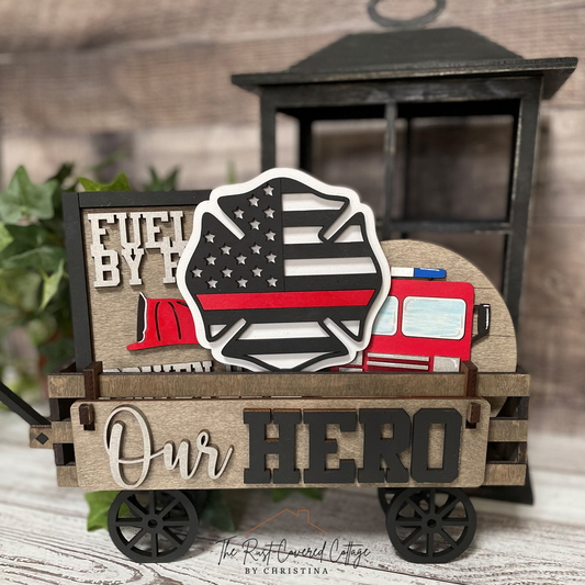 Firefighter Wagon Insert Set | Fueled by Fire | Interchangeable DIY Decor
