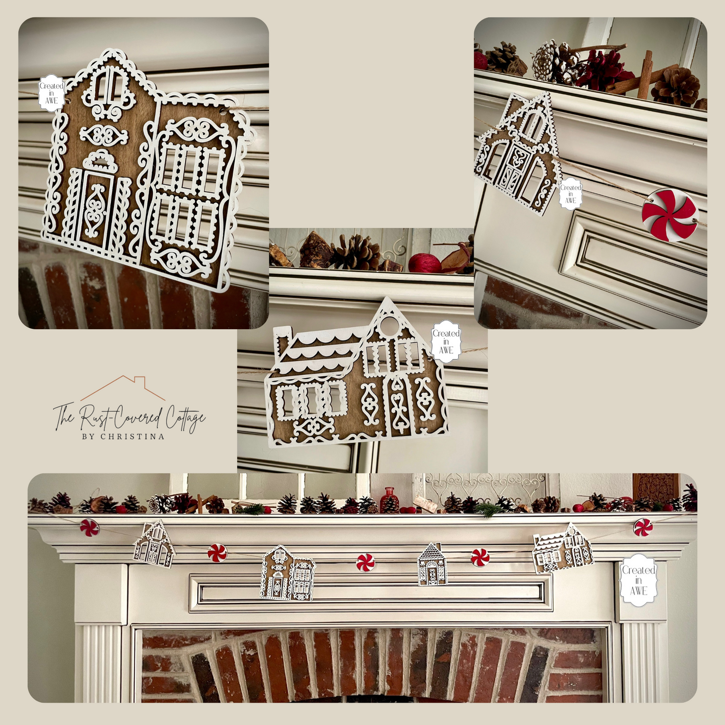Gingerbread House Garland – Unfinished Wood Kit