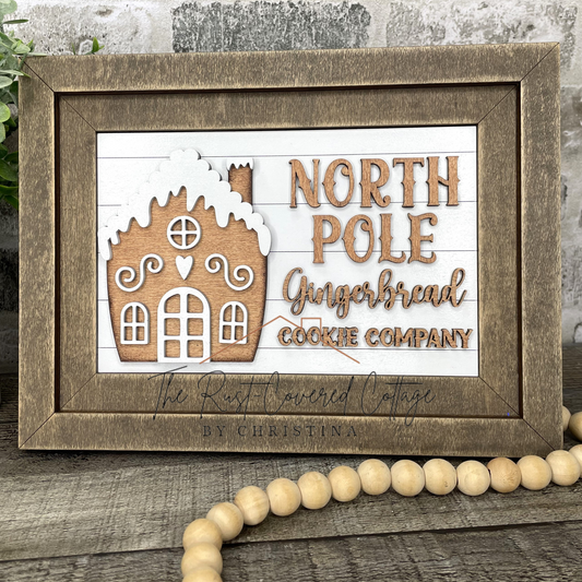 North Pole Gingerbread Insert – DIY Sign for Chunky Farmhouse Frame