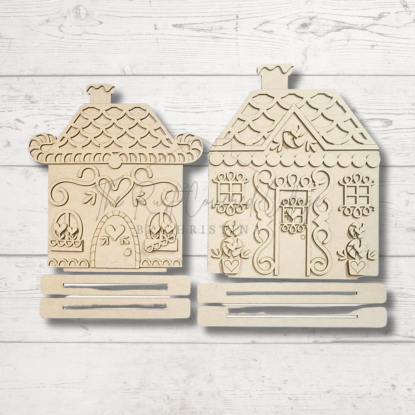 Gingerbread House Set | DIY Holiday Decor Kit | Set of 2