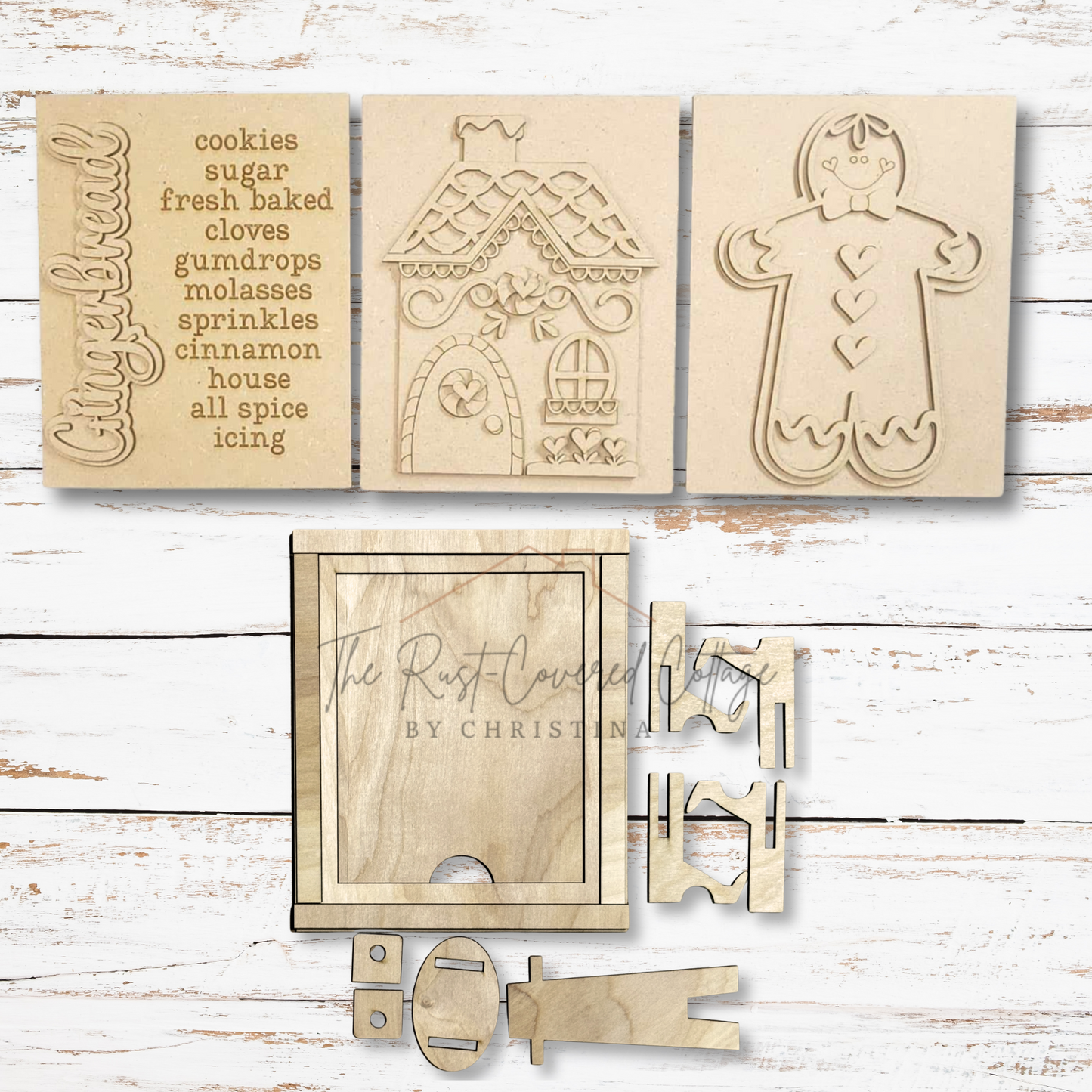 Gingerbread Sign Trio | Christmas Shelf Sitters & Frame Kit
