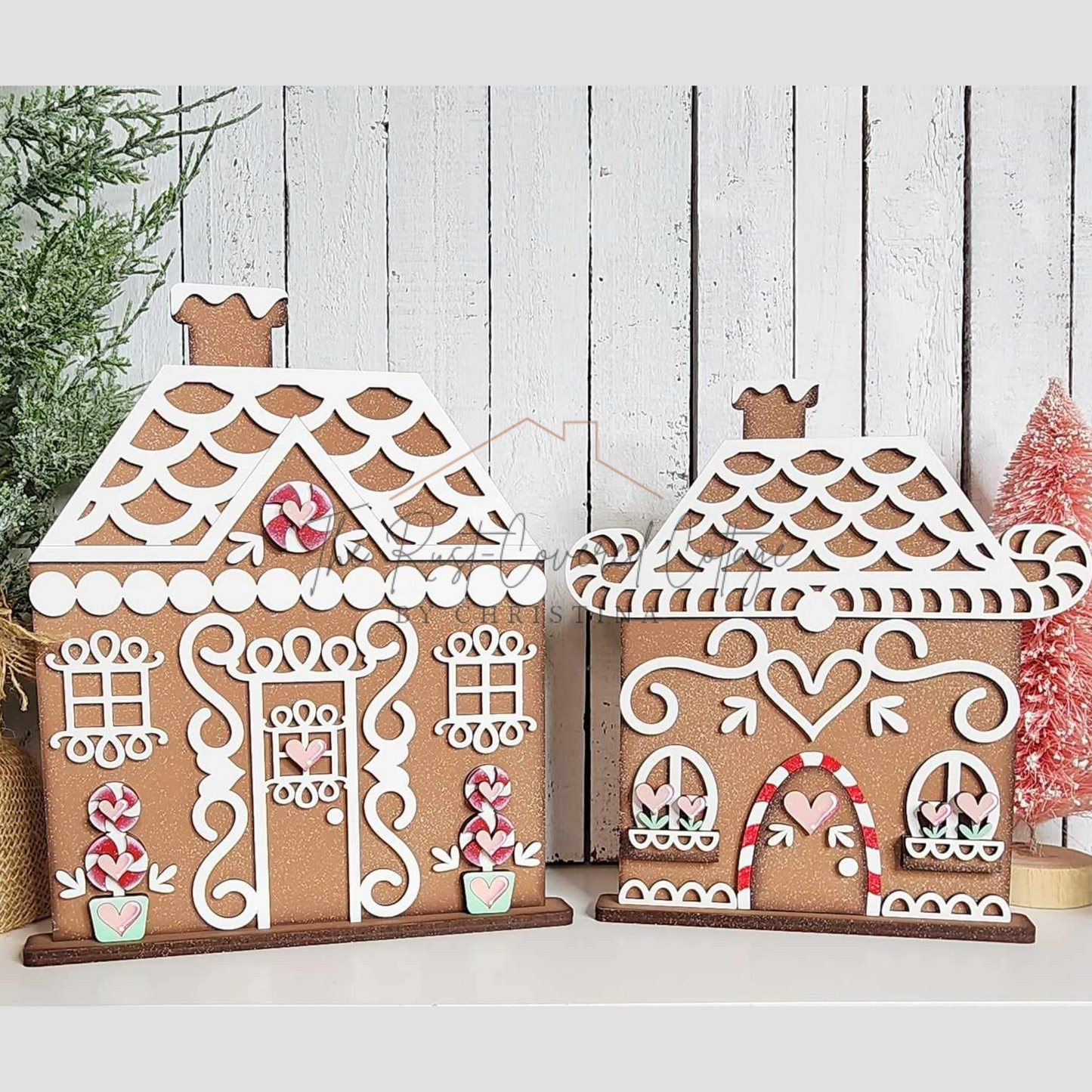 Gingerbread House Set | DIY Holiday Decor Kit | Set of 2