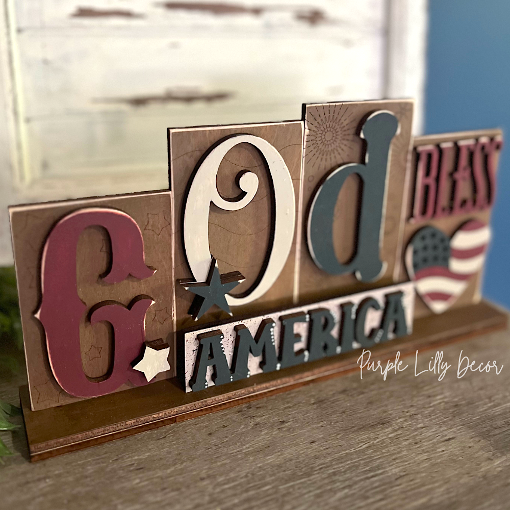 God Bless America Word Block