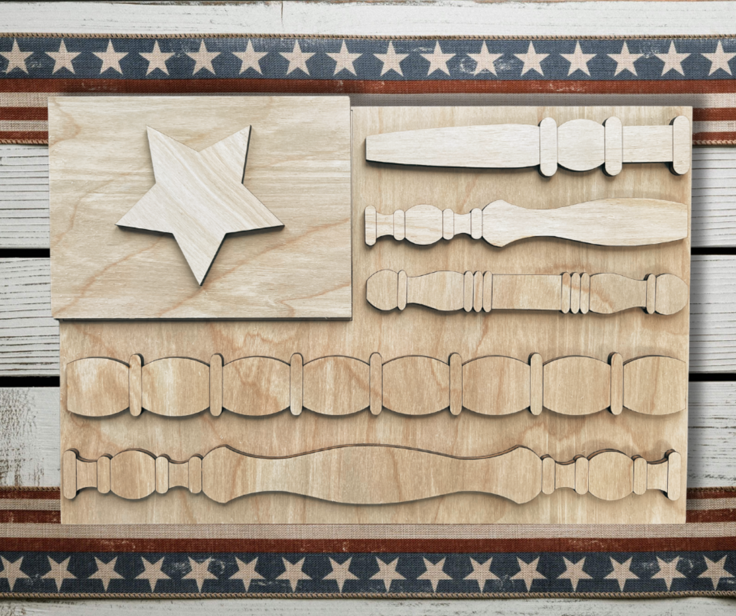 Spindle Flag Sign | Laser Cut | DIY Wood Kit