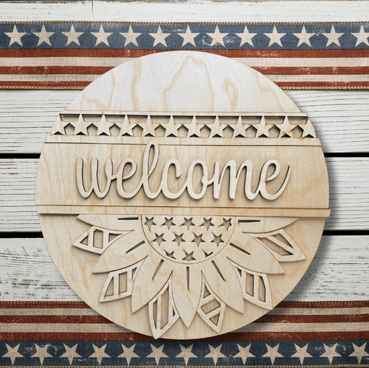 Patriotic Sunflower- Door Round