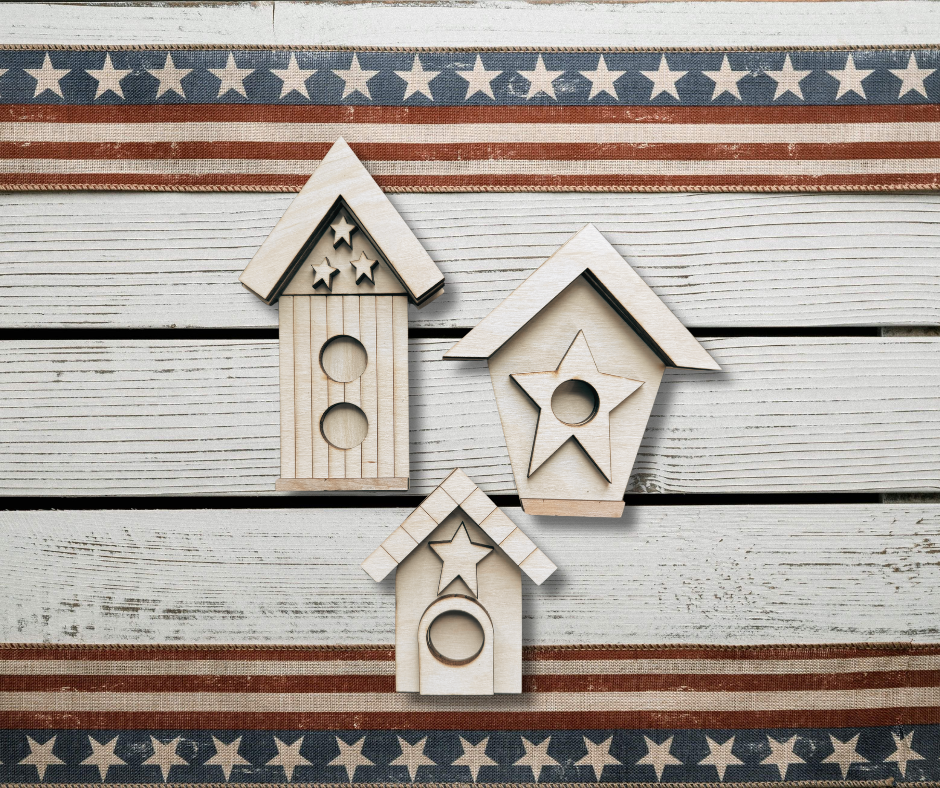 Patriotic Birdhouse Shelf Sitters