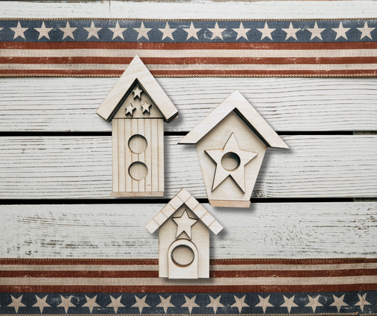 Patriotic Birdhouse Shelf Sitters