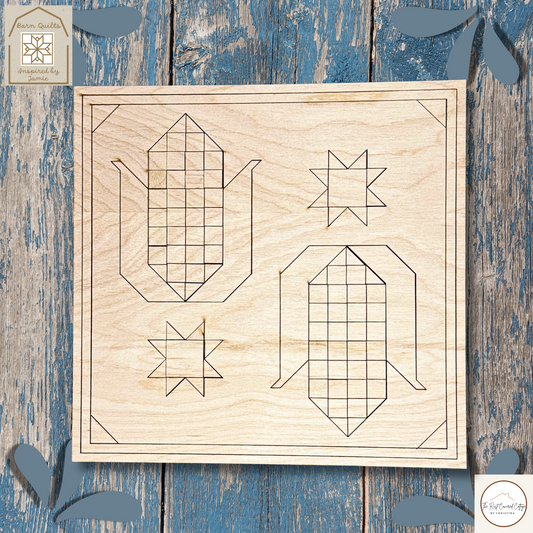 Harvest Corn Quilt Block – Laser Cut Wood Kit, 10.5" | 1/4" Birch
