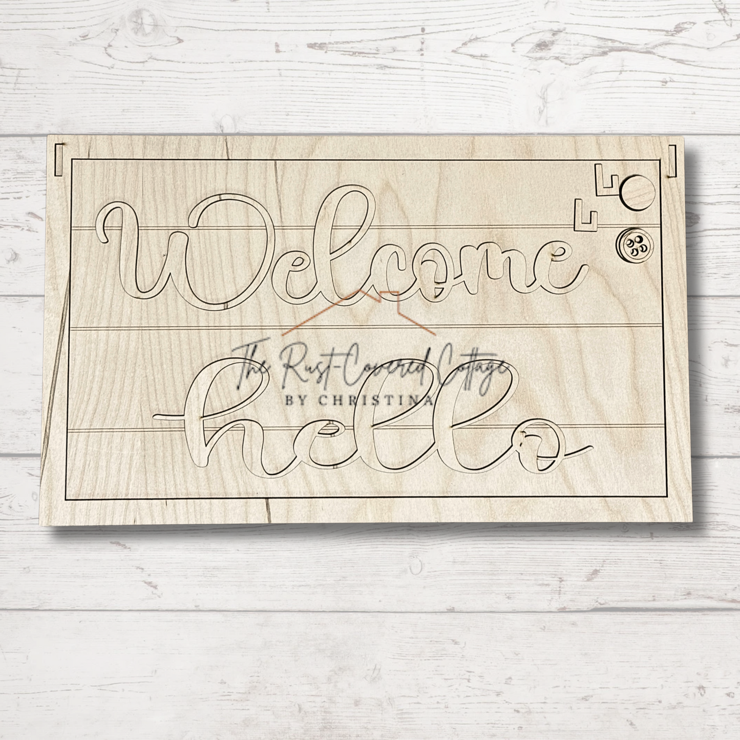 Welcome & Hello Interchangeable Wood Sign | DIY Kit