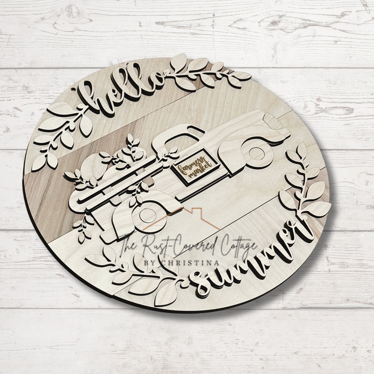 Hello Summer Truck Door Hanger – 15” Layered DIY Wood Kit