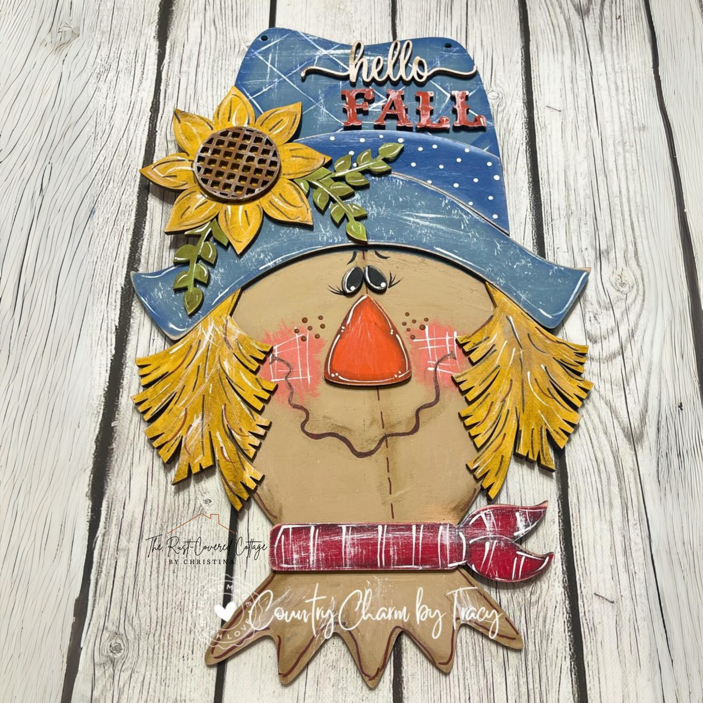 Hello Fall Scarecrow Hanger | Laser Cut DIY Wood Kit – 16" x 11"